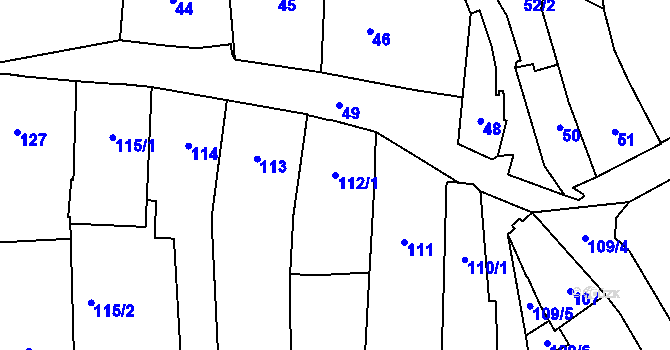 Parcela st. 112/1 v KÚ Vimperk, Katastrální mapa