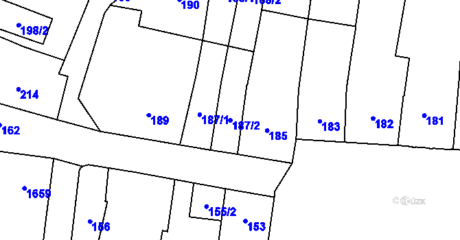 Parcela st. 187/2 v KÚ Vimperk, Katastrální mapa