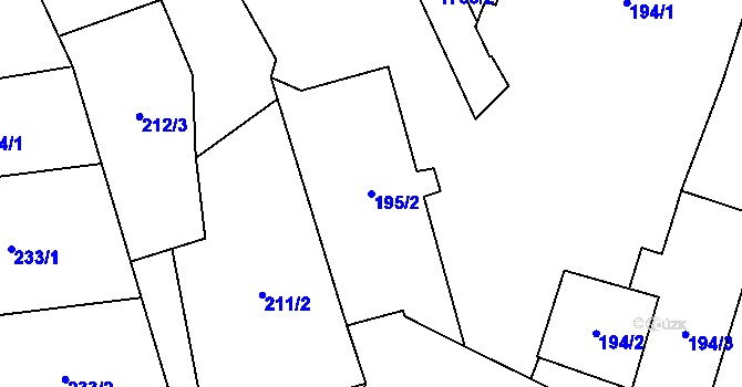 Parcela st. 195/2 v KÚ Vimperk, Katastrální mapa