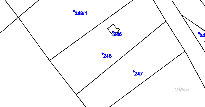 Parcela st. 246 v KÚ Vimperk, Katastrální mapa
