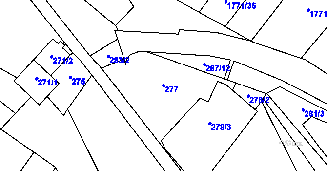Parcela st. 277 v KÚ Vimperk, Katastrální mapa