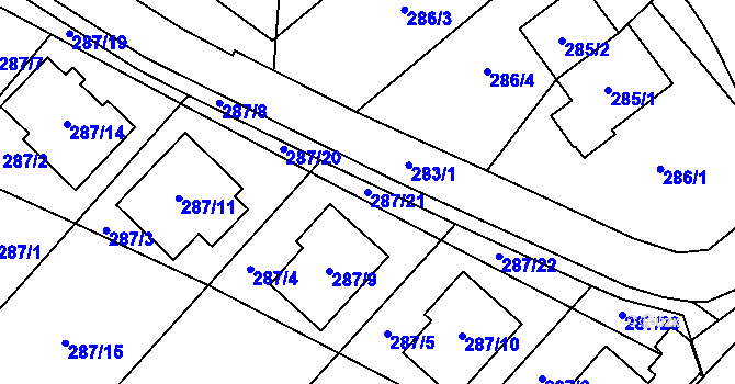 Parcela st. 287/21 v KÚ Vimperk, Katastrální mapa