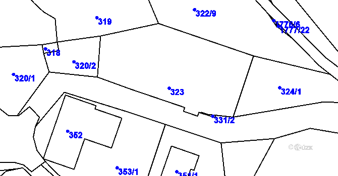 Parcela st. 323 v KÚ Vimperk, Katastrální mapa
