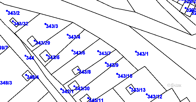 Parcela st. 343/7 v KÚ Vimperk, Katastrální mapa