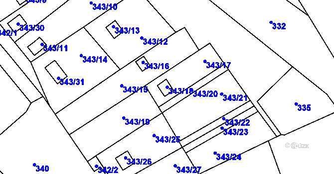 Parcela st. 343/18 v KÚ Vimperk, Katastrální mapa