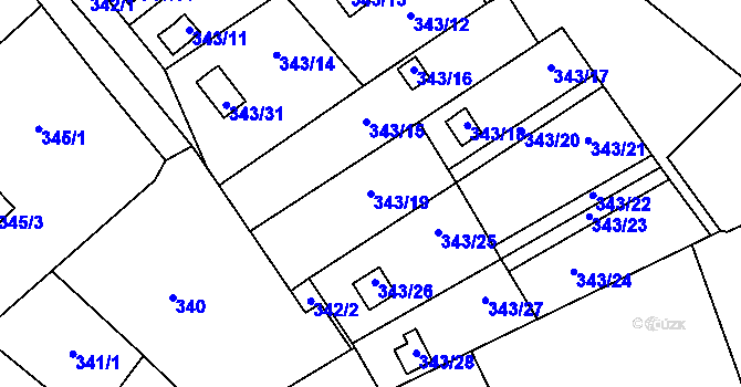 Parcela st. 343/19 v KÚ Vimperk, Katastrální mapa