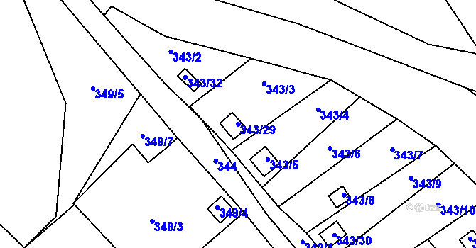 Parcela st. 343/29 v KÚ Vimperk, Katastrální mapa