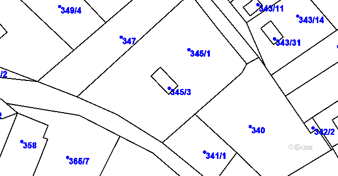 Parcela st. 345/3 v KÚ Vimperk, Katastrální mapa