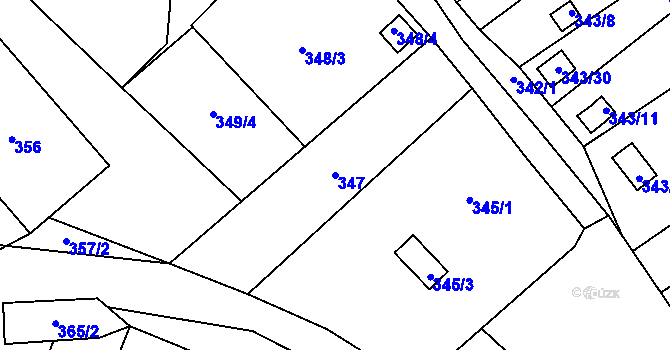 Parcela st. 347 v KÚ Vimperk, Katastrální mapa