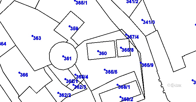 Parcela st. 360 v KÚ Vimperk, Katastrální mapa