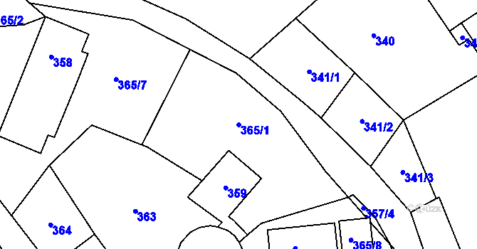 Parcela st. 365/1 v KÚ Vimperk, Katastrální mapa