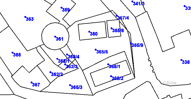 Parcela st. 365/5 v KÚ Vimperk, Katastrální mapa