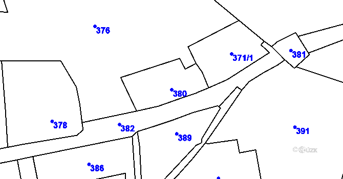 Parcela st. 380 v KÚ Vimperk, Katastrální mapa