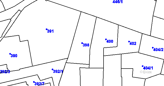 Parcela st. 398 v KÚ Vimperk, Katastrální mapa