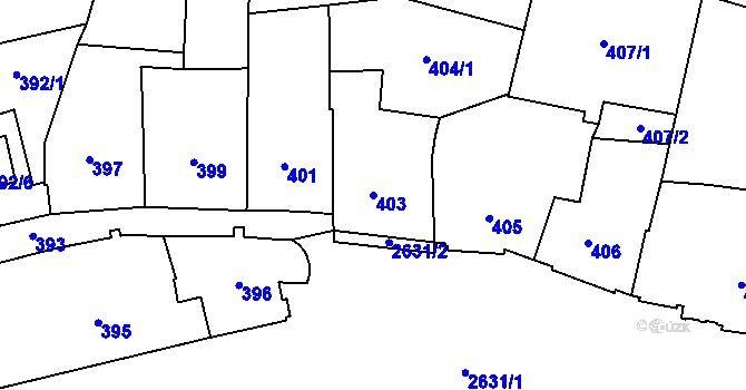 Parcela st. 403 v KÚ Vimperk, Katastrální mapa