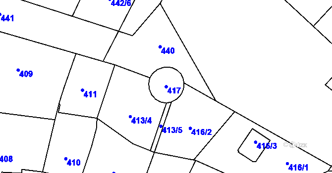 Parcela st. 417 v KÚ Vimperk, Katastrální mapa