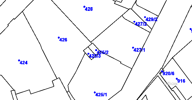 Parcela st. 425/2 v KÚ Vimperk, Katastrální mapa