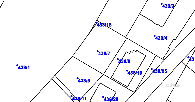 Parcela st. 438/7 v KÚ Vimperk, Katastrální mapa