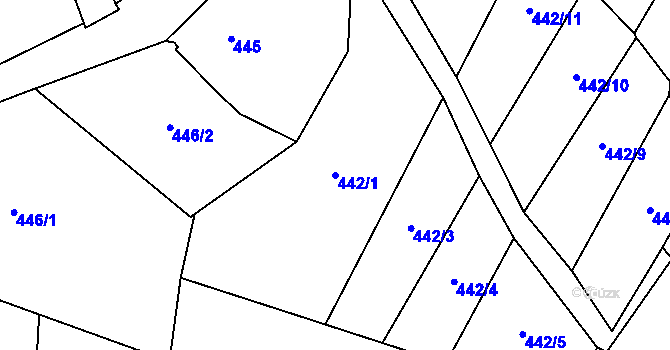 Parcela st. 442/1 v KÚ Vimperk, Katastrální mapa