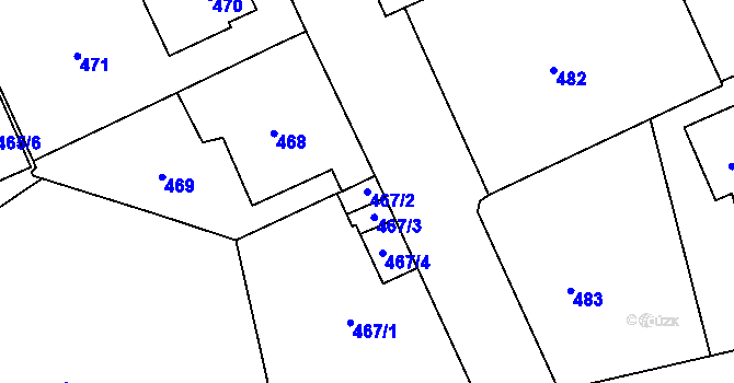 Parcela st. 467/2 v KÚ Vimperk, Katastrální mapa