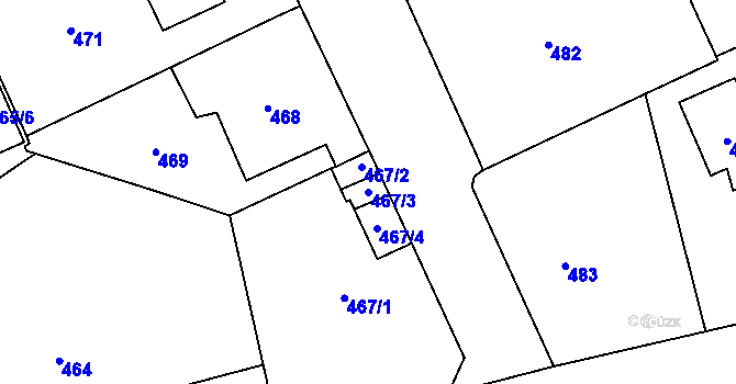 Parcela st. 467/3 v KÚ Vimperk, Katastrální mapa