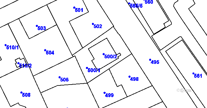Parcela st. 500/2 v KÚ Vimperk, Katastrální mapa