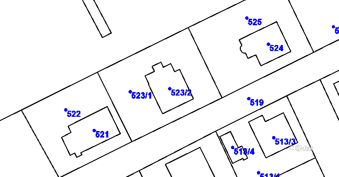 Parcela st. 523/2 v KÚ Vimperk, Katastrální mapa