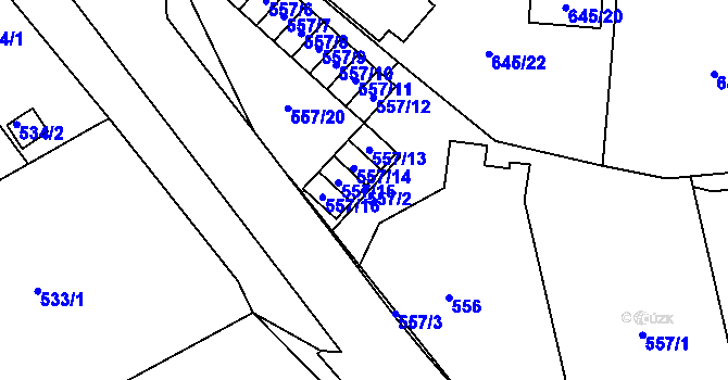 Parcela st. 557/2 v KÚ Vimperk, Katastrální mapa