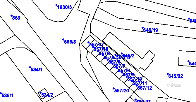 Parcela st. 557/4 v KÚ Vimperk, Katastrální mapa