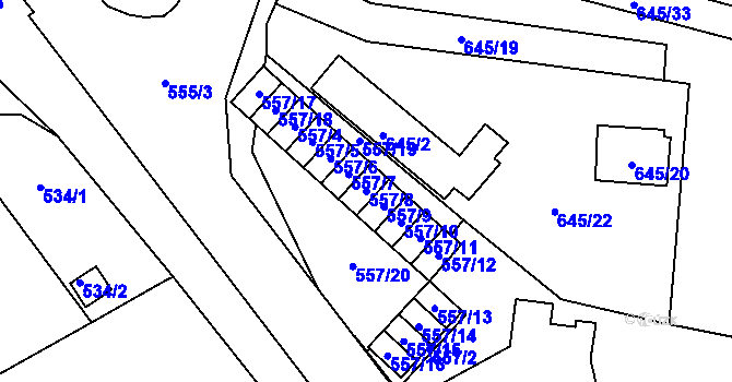 Parcela st. 557/8 v KÚ Vimperk, Katastrální mapa