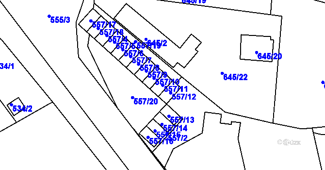 Parcela st. 557/11 v KÚ Vimperk, Katastrální mapa