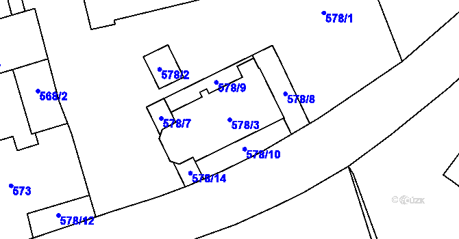 Parcela st. 578/3 v KÚ Vimperk, Katastrální mapa