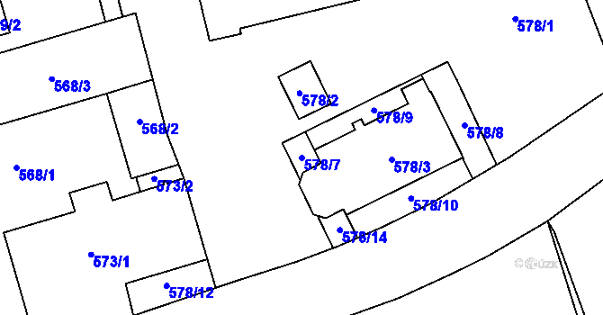 Parcela st. 578/7 v KÚ Vimperk, Katastrální mapa