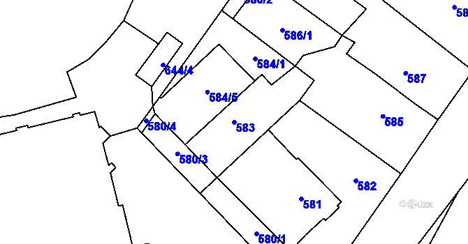 Parcela st. 583 v KÚ Vimperk, Katastrální mapa