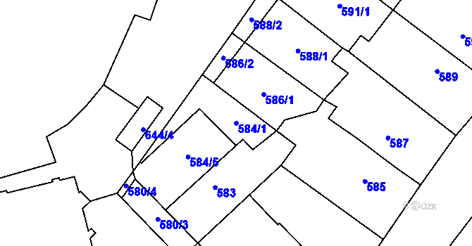 Parcela st. 584/1 v KÚ Vimperk, Katastrální mapa