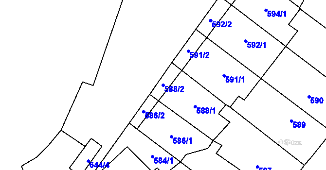 Parcela st. 588/2 v KÚ Vimperk, Katastrální mapa