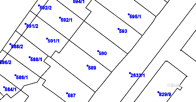 Parcela st. 590 v KÚ Vimperk, Katastrální mapa