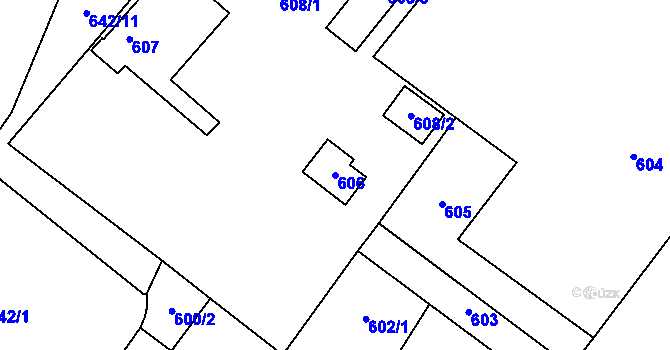Parcela st. 606 v KÚ Vimperk, Katastrální mapa