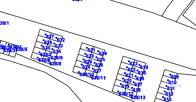 Parcela st. 624 v KÚ Vimperk, Katastrální mapa