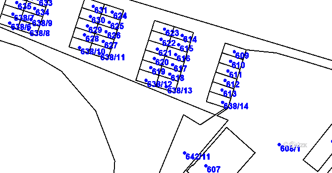 Parcela st. 638/13 v KÚ Vimperk, Katastrální mapa
