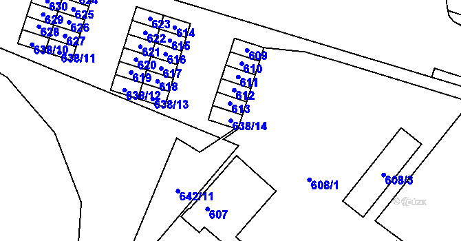 Parcela st. 638/14 v KÚ Vimperk, Katastrální mapa