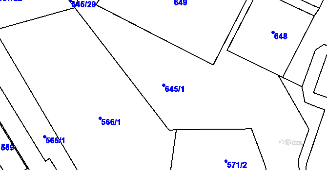 Parcela st. 645/1 v KÚ Vimperk, Katastrální mapa