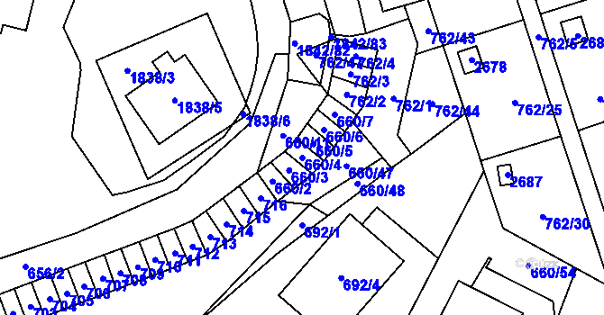 Parcela st. 660/4 v KÚ Vimperk, Katastrální mapa