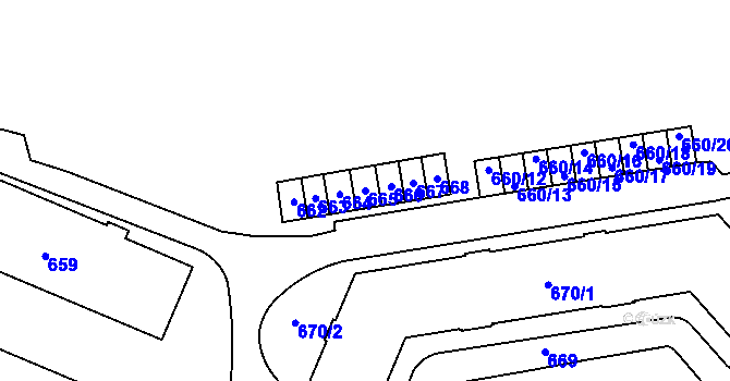 Parcela st. 665 v KÚ Vimperk, Katastrální mapa
