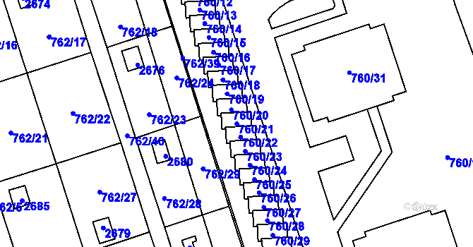 Parcela st. 760/21 v KÚ Vimperk, Katastrální mapa