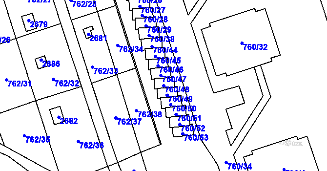 Parcela st. 760/48 v KÚ Vimperk, Katastrální mapa