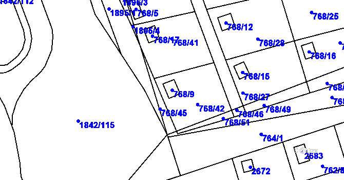 Parcela st. 768/9 v KÚ Vimperk, Katastrální mapa