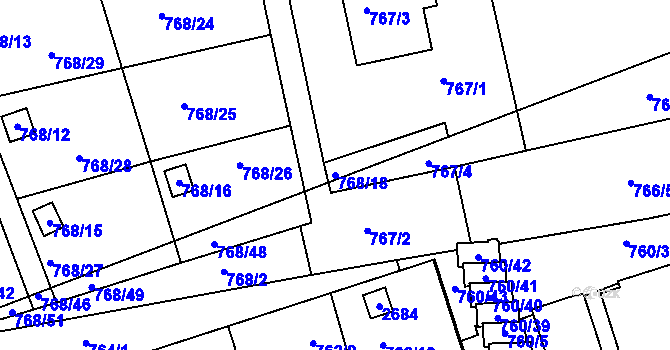 Parcela st. 768/18 v KÚ Vimperk, Katastrální mapa