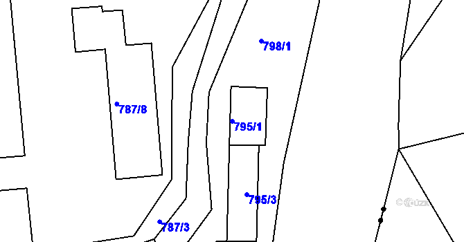 Parcela st. 795/1 v KÚ Vimperk, Katastrální mapa