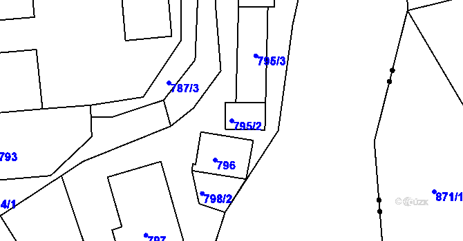 Parcela st. 795/2 v KÚ Vimperk, Katastrální mapa